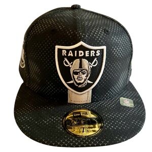 NFL Raiders New Era Black and Gray 59Fifty Football sport Hat baseball cap 7.25”